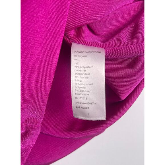 Naked Wardrobe Ruched Front Crop Top in Fuchsia Size 1 Small - Picture 5 of 7